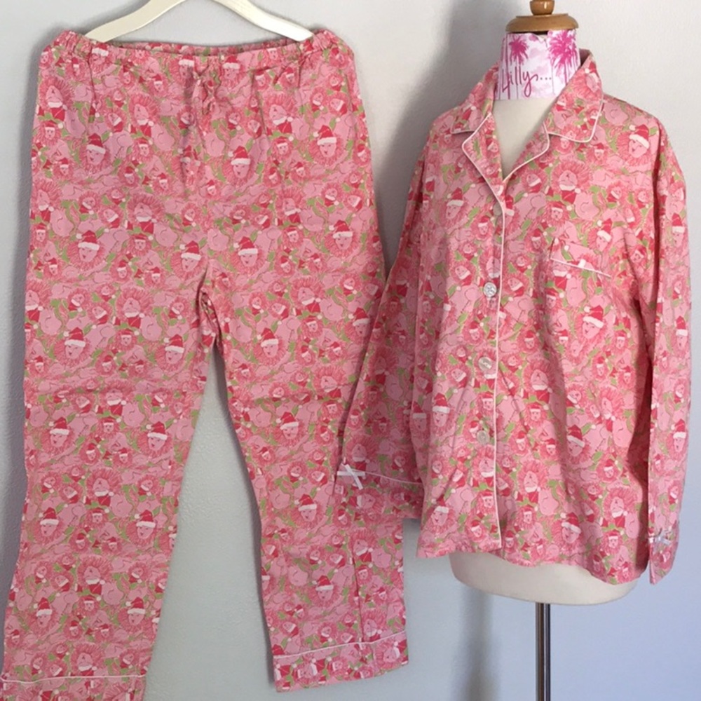 Rare Lilly Pulitzer Santa Paws Lion PJs Collectors - Picture 1 of 11